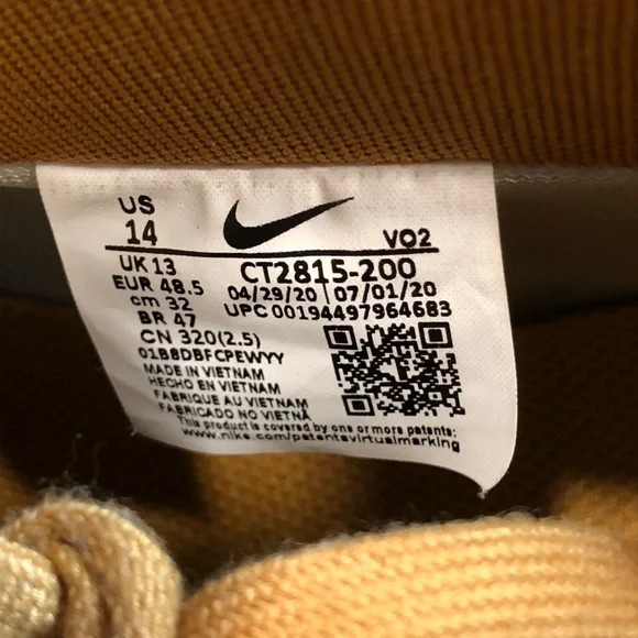 Nike Mens Aie Force 1 GTX Gore-Tex CT2814-200 Wheat Boots- Size 14 No Box - Picture 4 of 13